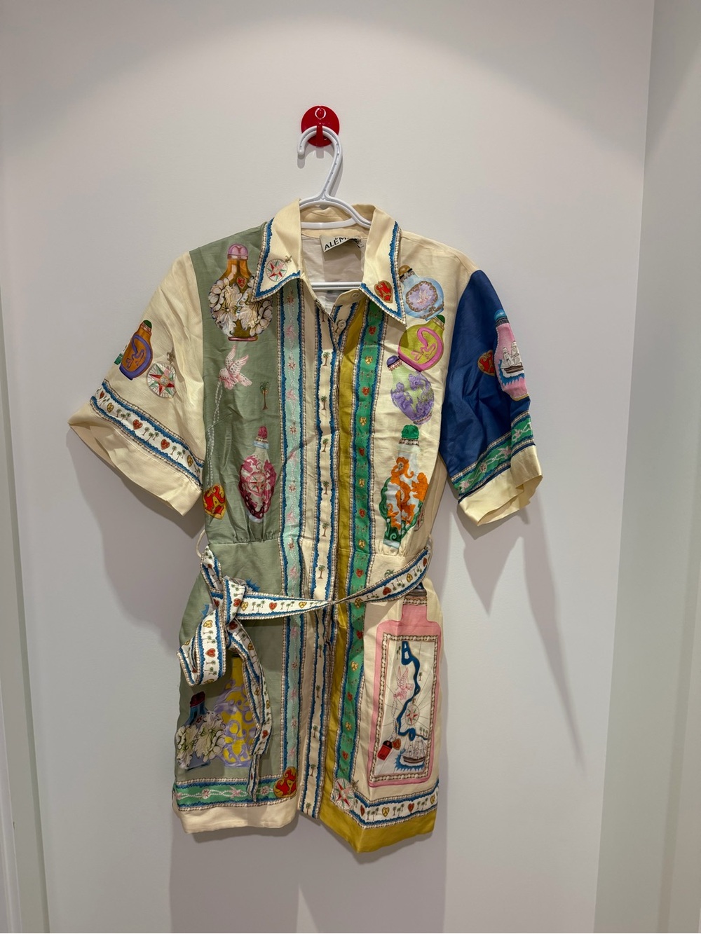 ALÉMAIS Multicolour Printed Linen Blend Belted Mini Dress – AU 8 / US 4